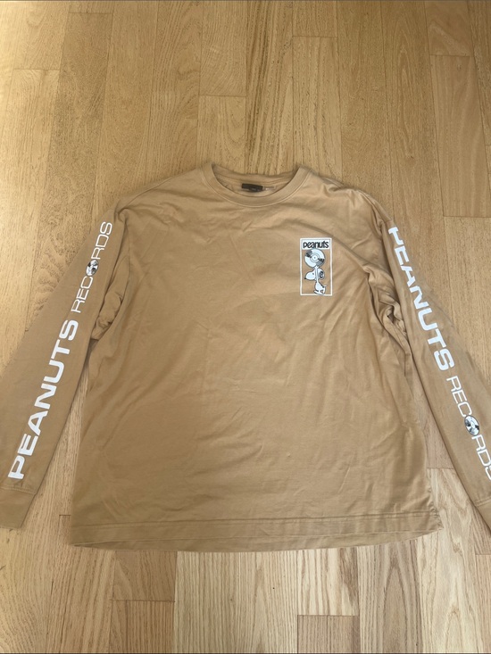 Peanuts Other - Peanuts Records Tan Long-Sleeve Tee with White Sleeve Logo
